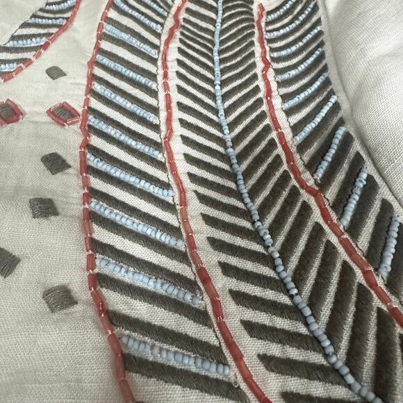 CHICOS Artisan Cropped Boho Jacket sz3 Cream Embroidered Beaded Tribal - Picture 4 of 12